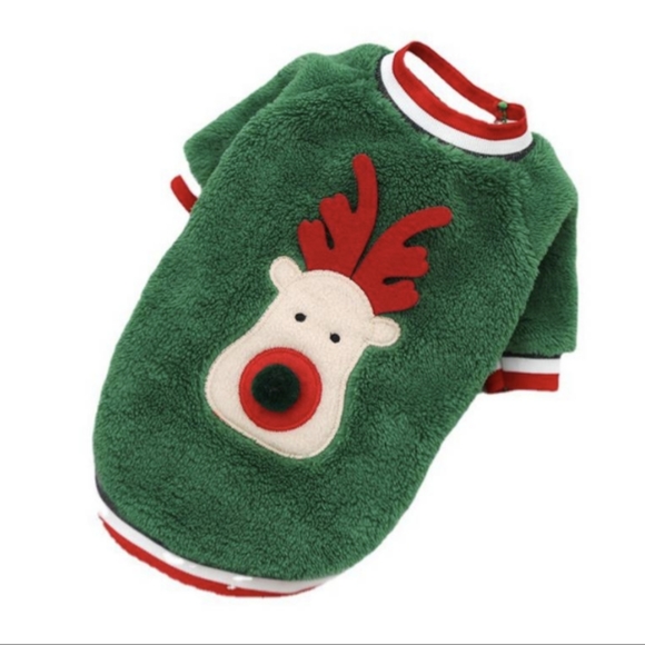 None Other - Dog/Cat Fleece Christmas Sweater For Small Pets - Green